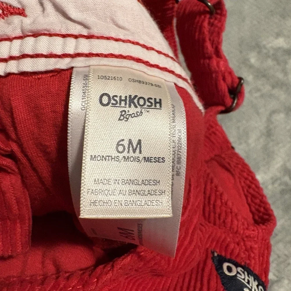 Oshkosh Bgosh Overalls Baby 6 Months Red Corduroy